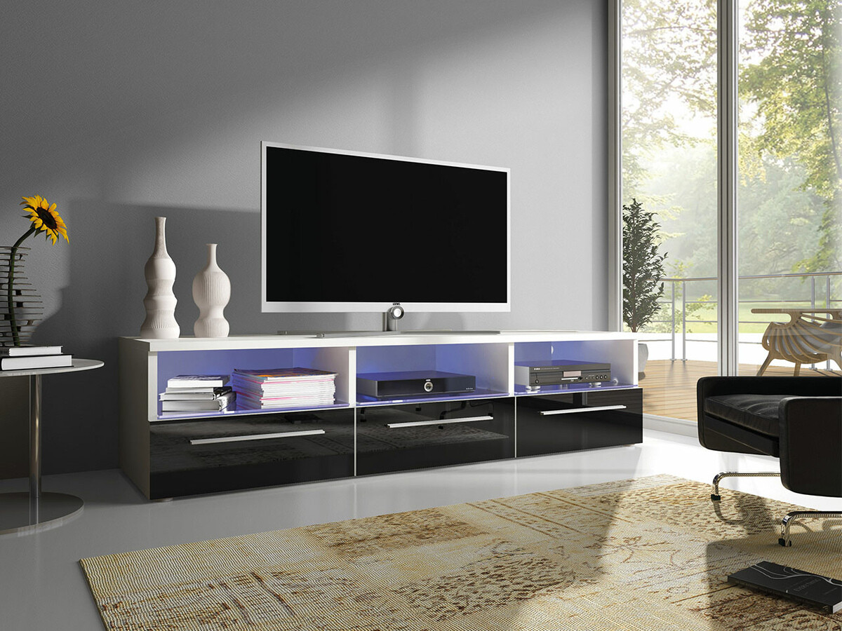 TV-bord Uva I (Hvid + Blank sort)