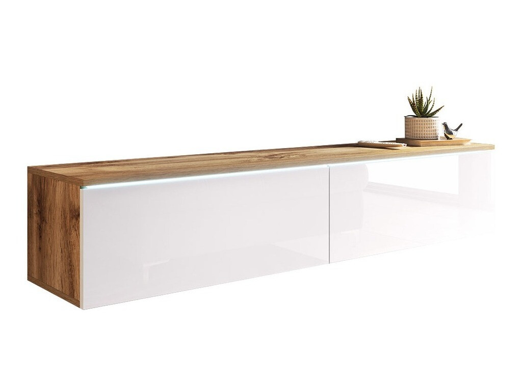 TV-bord Scientia (Wotan eg + Glansfuld hvid)
