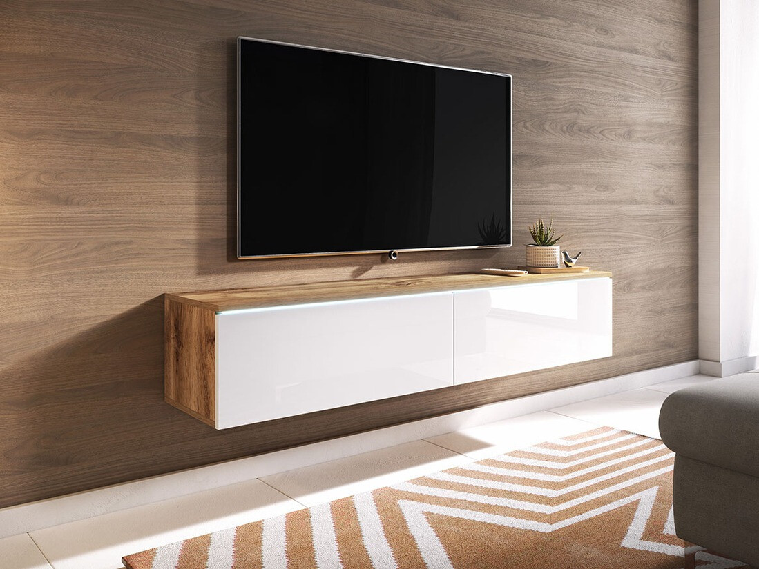 TV-bord Scientia (Wotan eg + Glansfuld hvid)