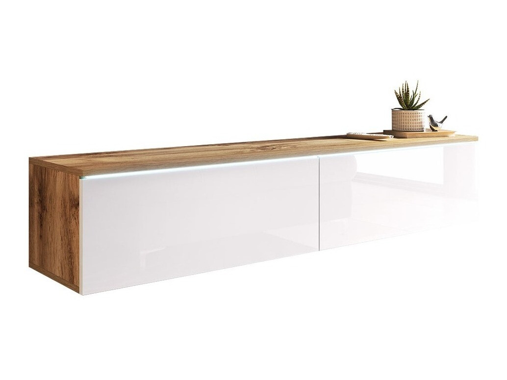 TV-bord Scientia (Wotan eg + Glansfuld hvid)
