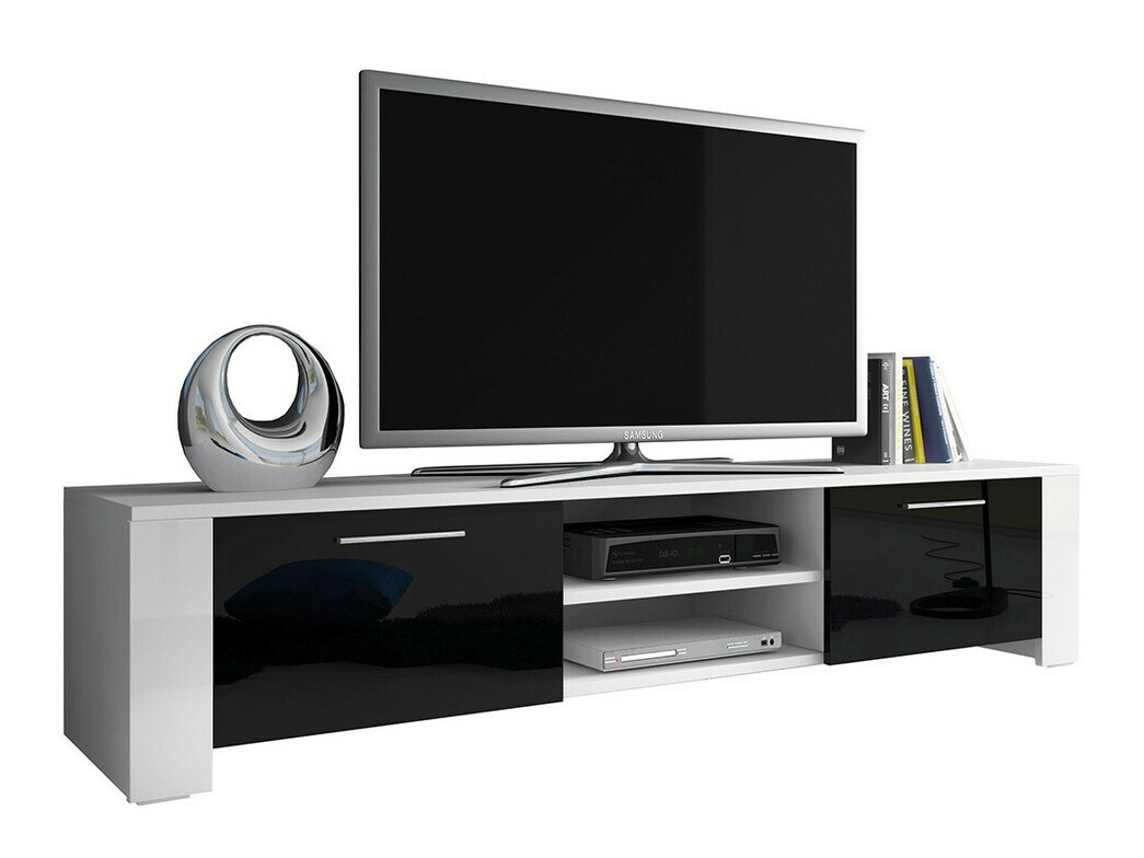 TV-bord Uva II (Hvid + Blank sort)