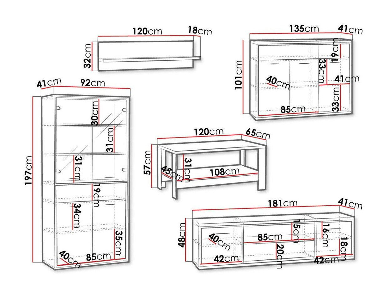 Stuemøbelsæt Etrmoni 118 (Lyst træ + Egetræ)