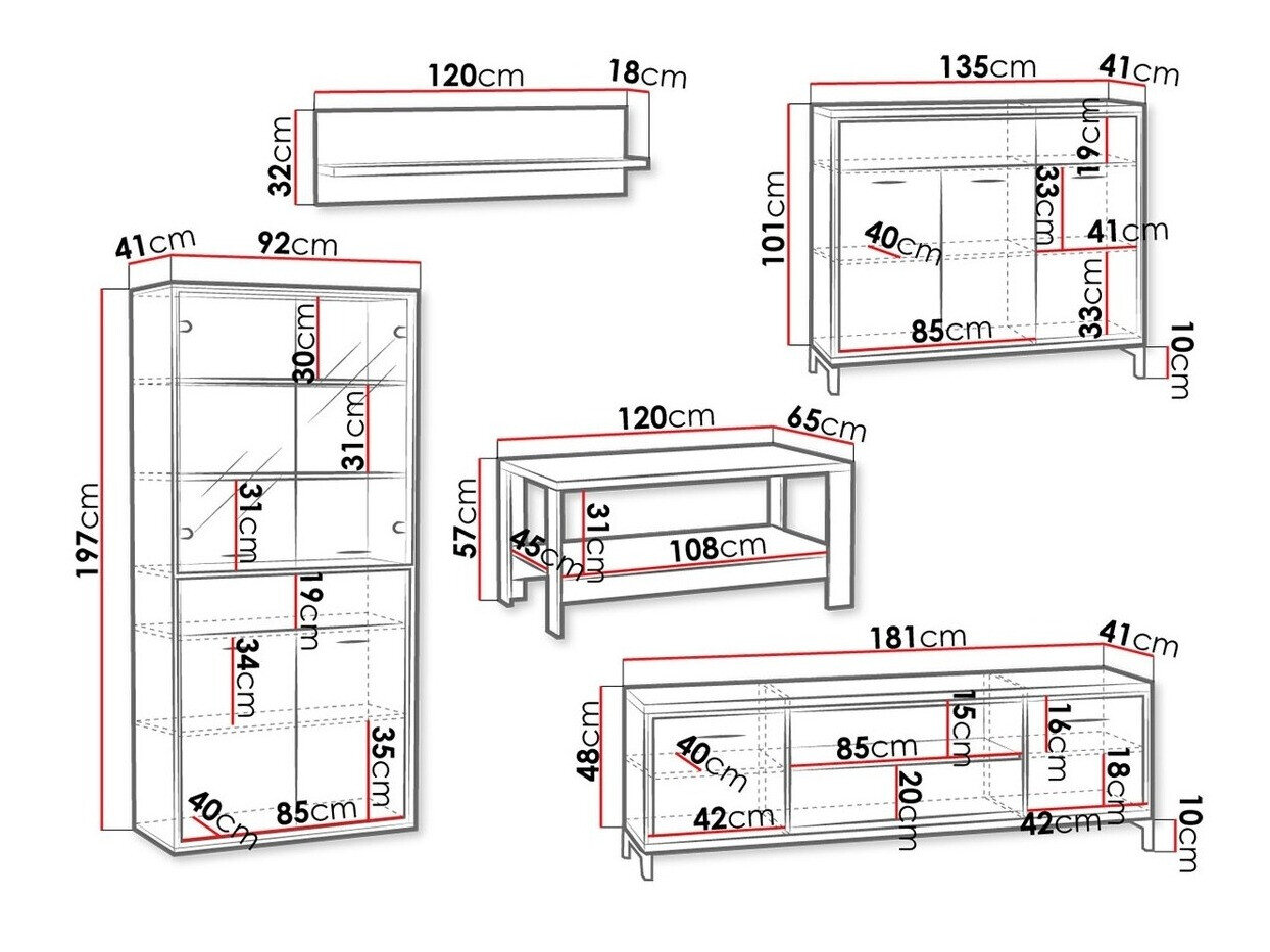 Stuemøbelsæt Etrmoni 118 (Lyst træ + Egetræ)