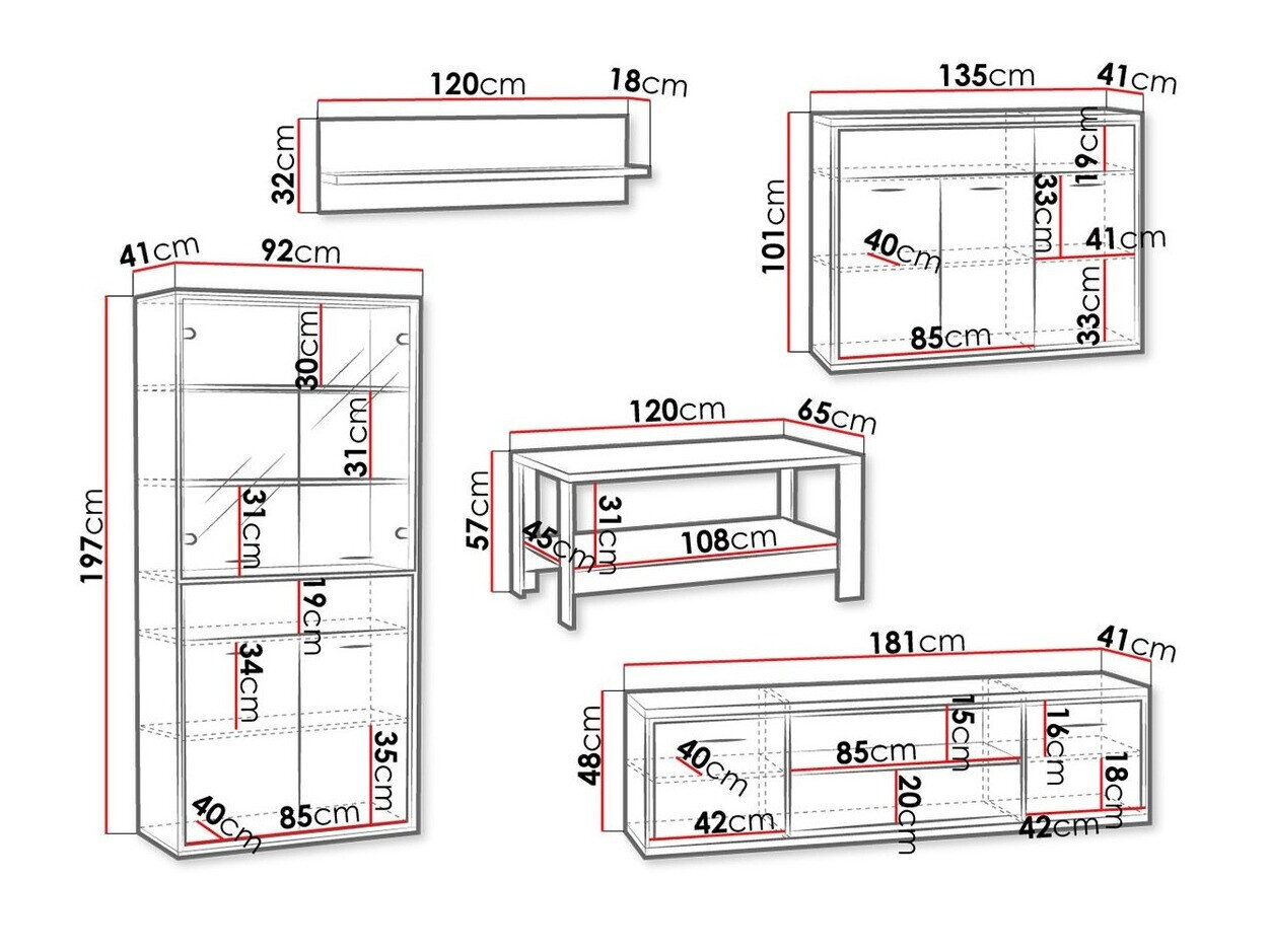 Stuemøbelsæt Etrmoni 118 (Lyst træ + Egetræ)