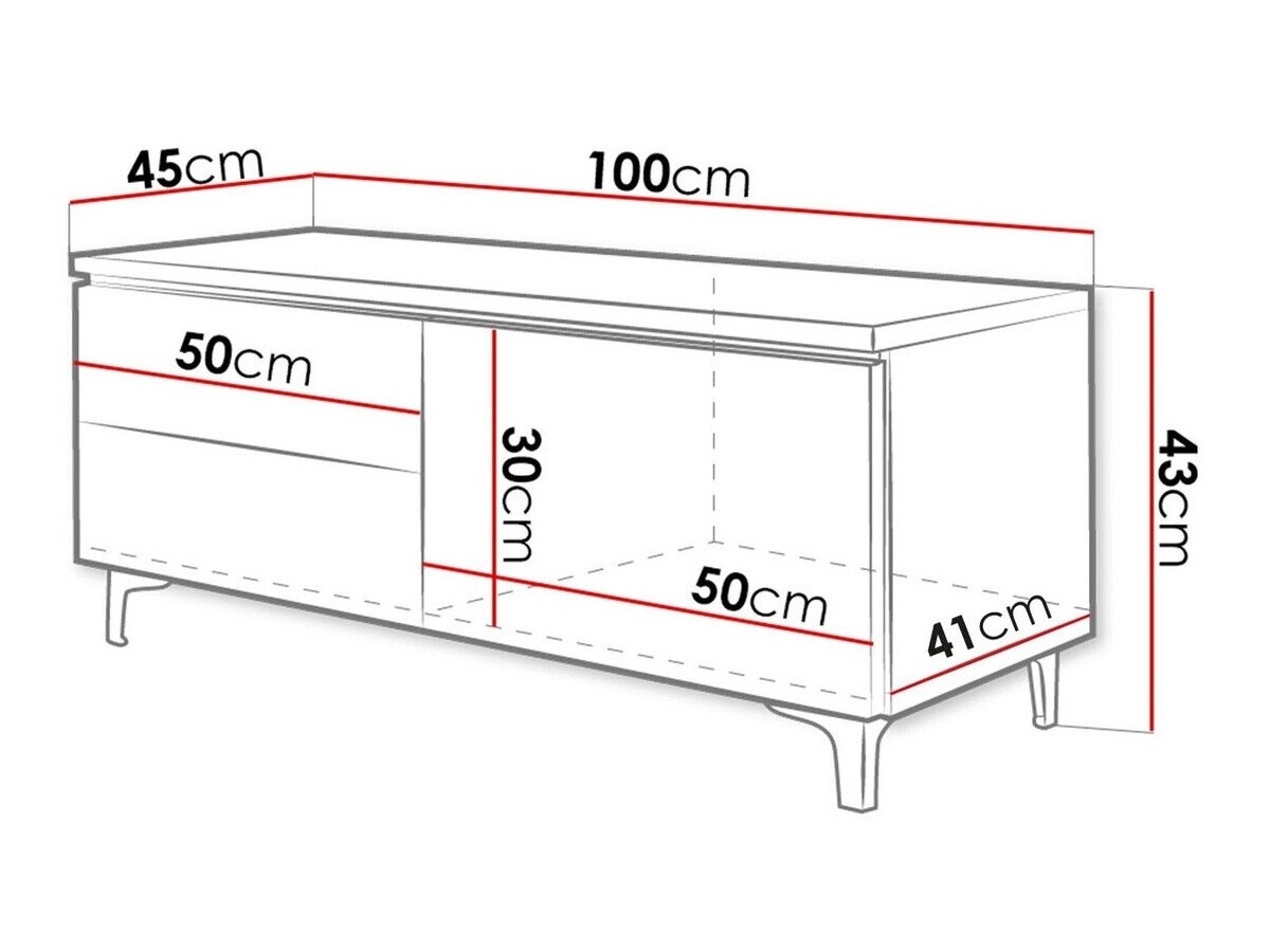 TV-bord Nashville 119 (Hvid + Gloss grå)