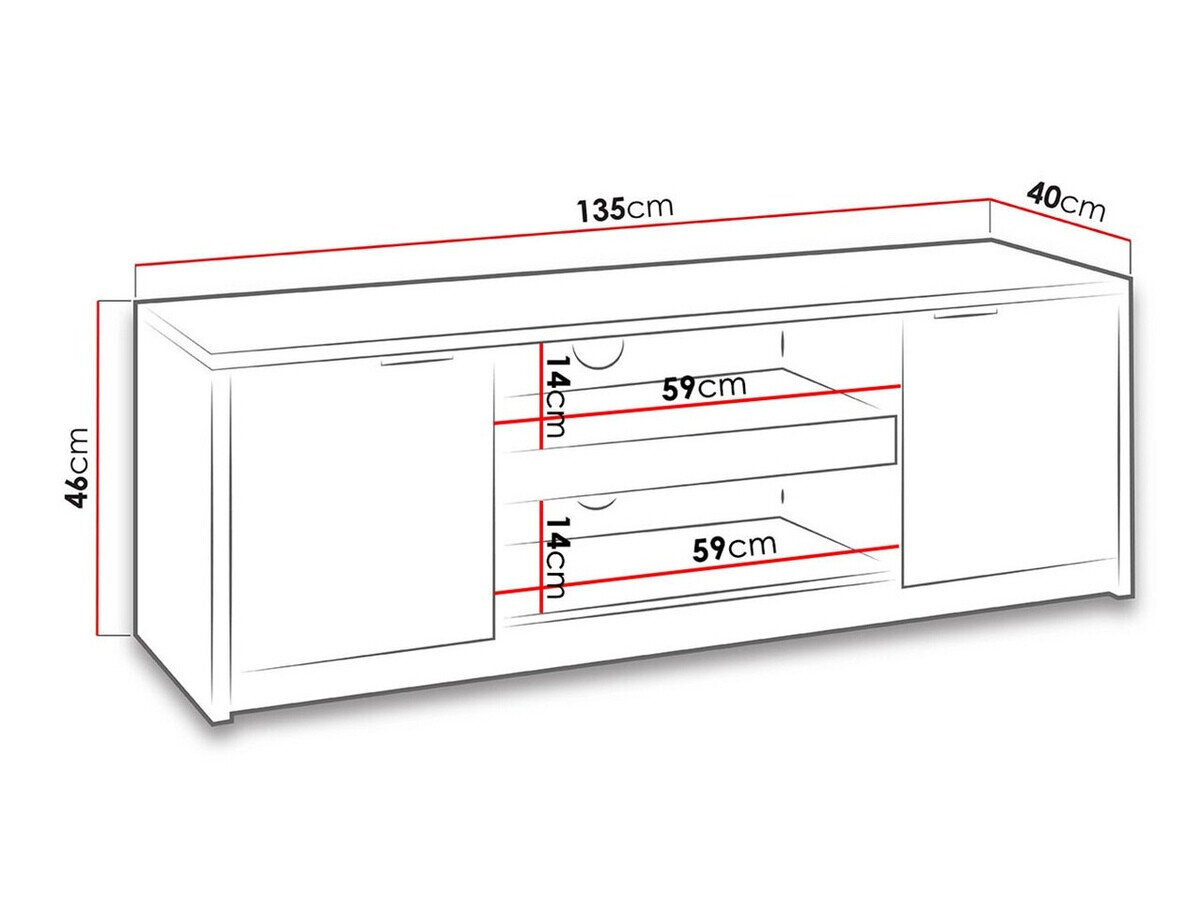 TV-bord Providence 123 (Kloster eg + Blank sort)