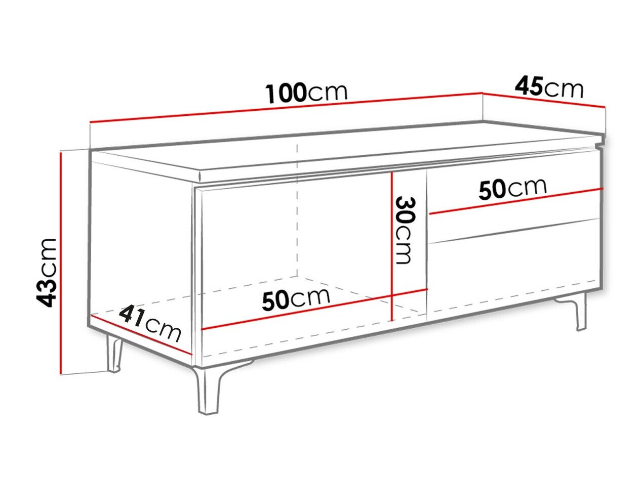 TV-bord Uva III (Hvid + Blank sort)