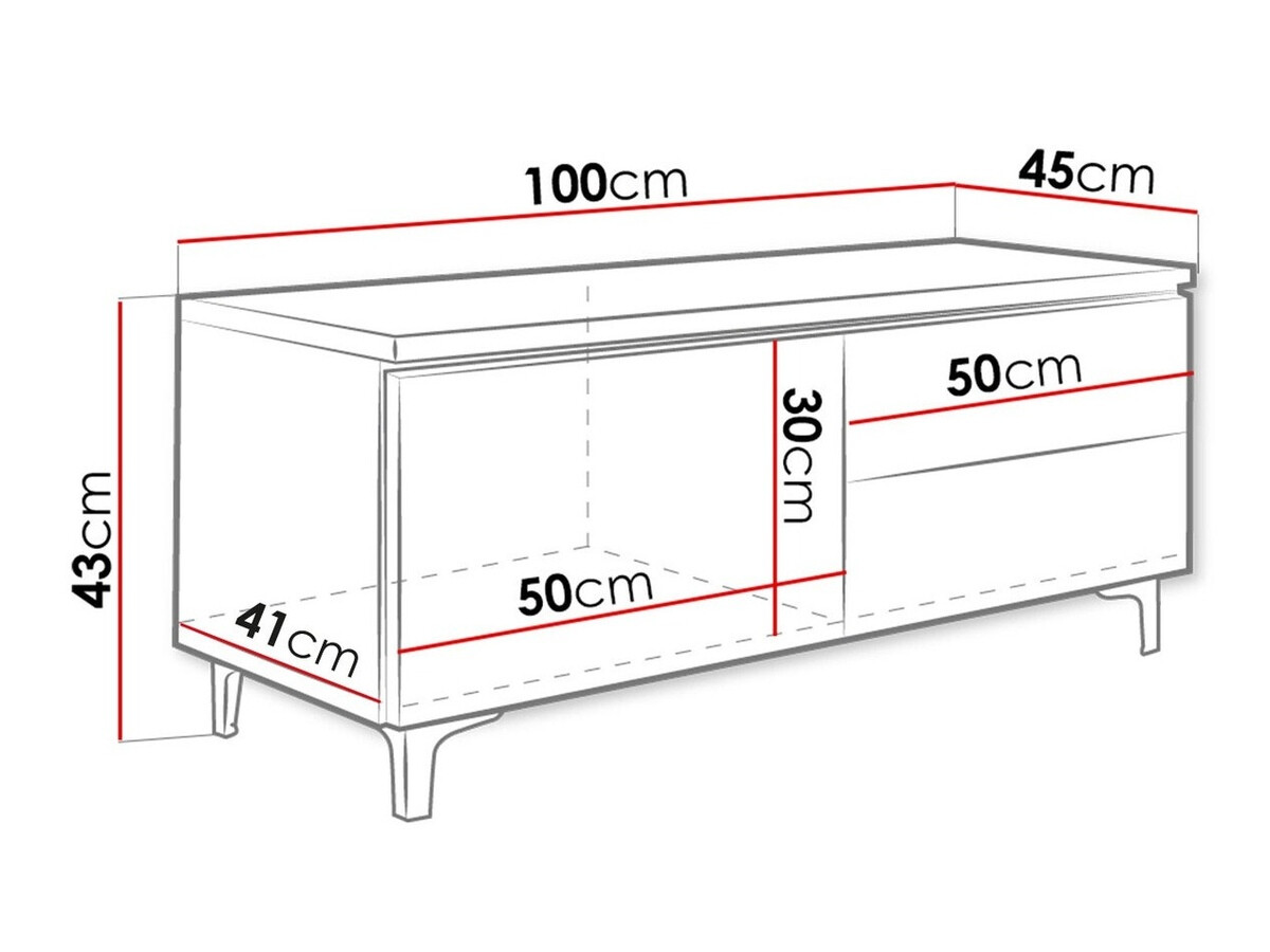 TV-bord Uva III (Hvid + Glansfuld hvid)