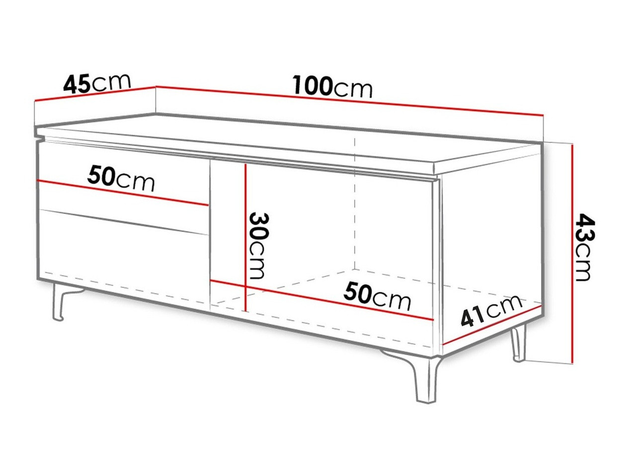 TV-bord Uva IV (Hvid + Blank sort)
