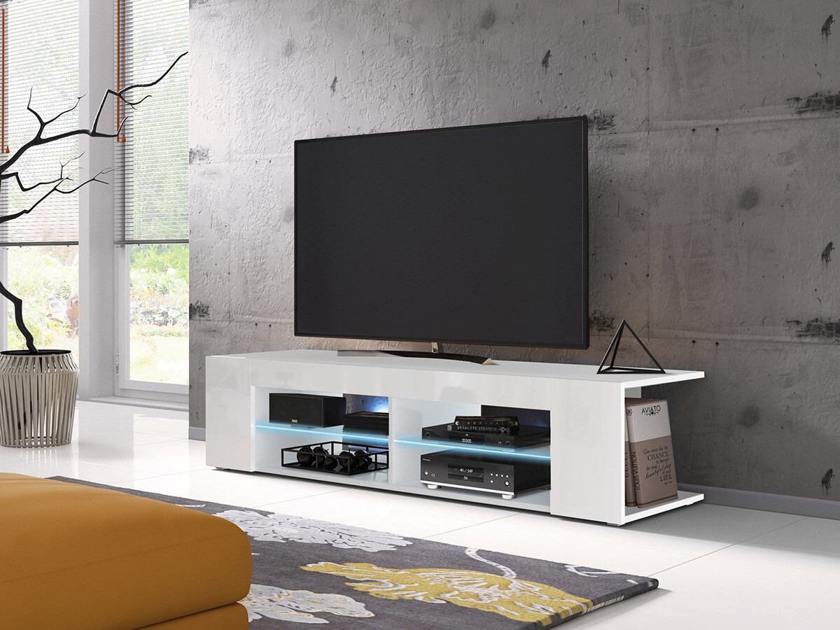 TV-bord Ver (Hvid + Glansfuld hvid)
