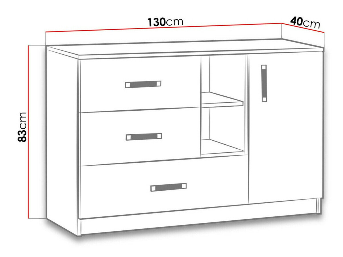 Kommode Lorlare 107 (Hvid + Grå)