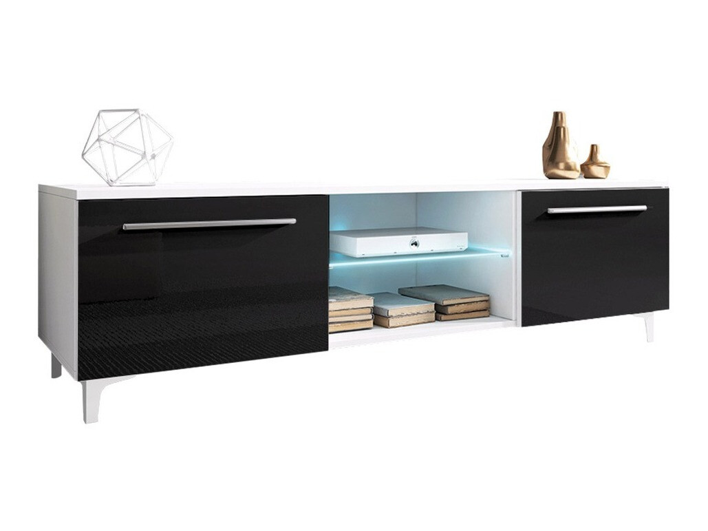TV-bord Uva V (Hvid + Blank sort)