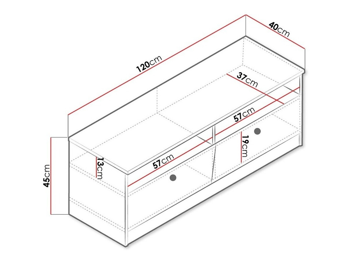 TV-bord Almira 107 (Artisan eg + Hvid + Grå)