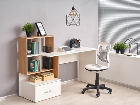 Skrivebord Houston 826 (Hvid + Gylden eg)