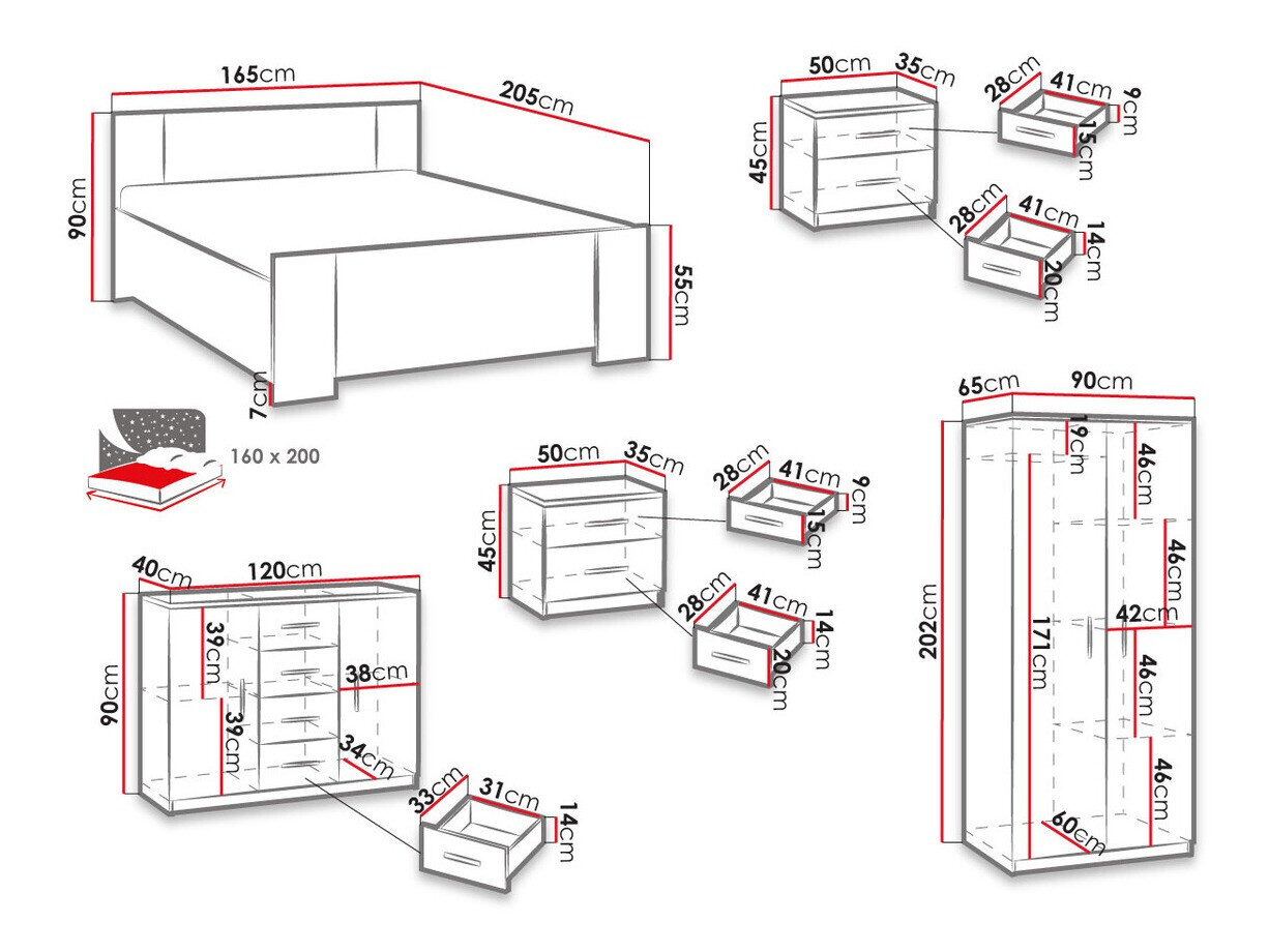 Soveværelsessæt Catromi 122 (Hvid)