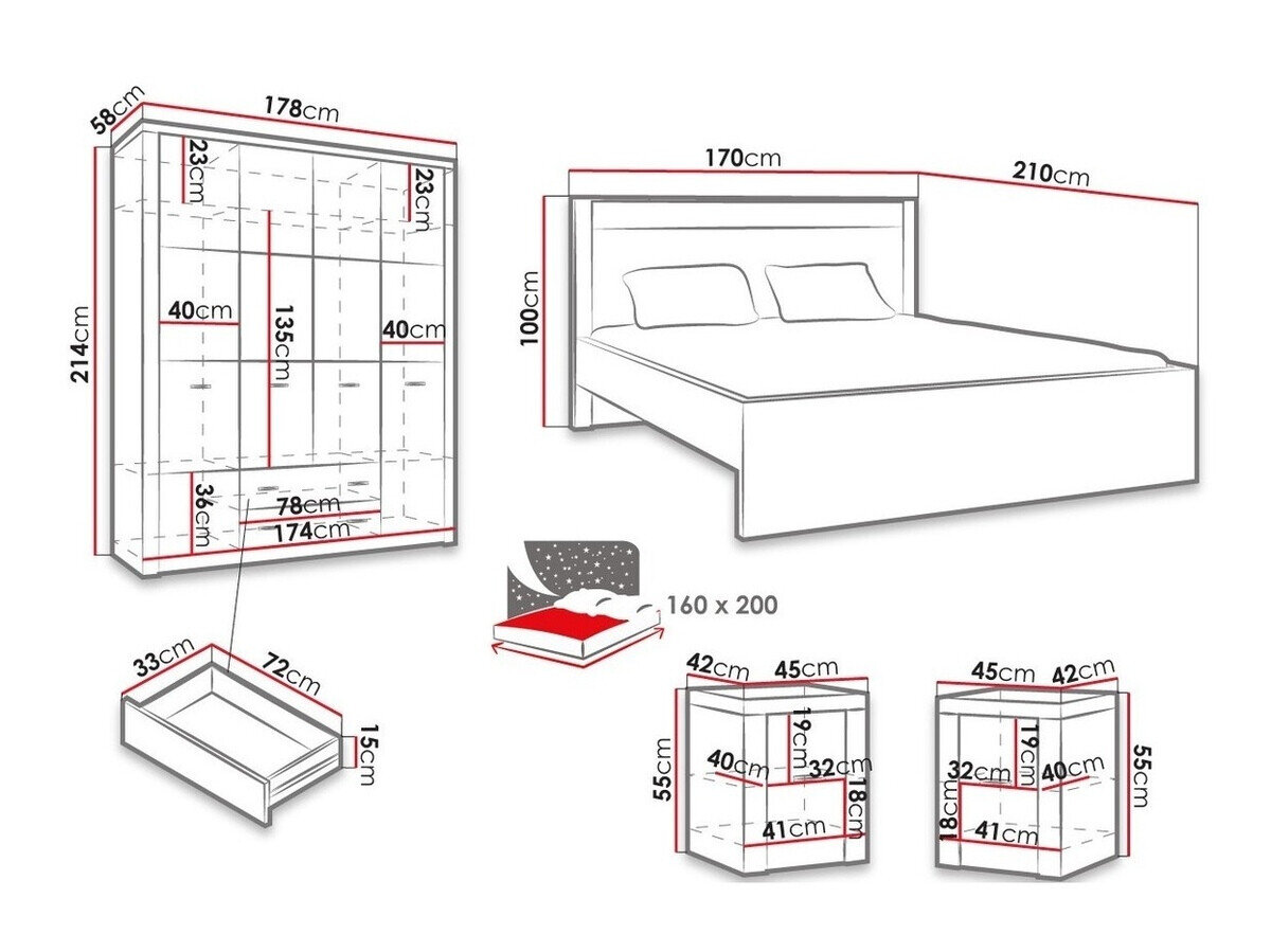 Soveværelsessæt Serfeno 120 (Ask)