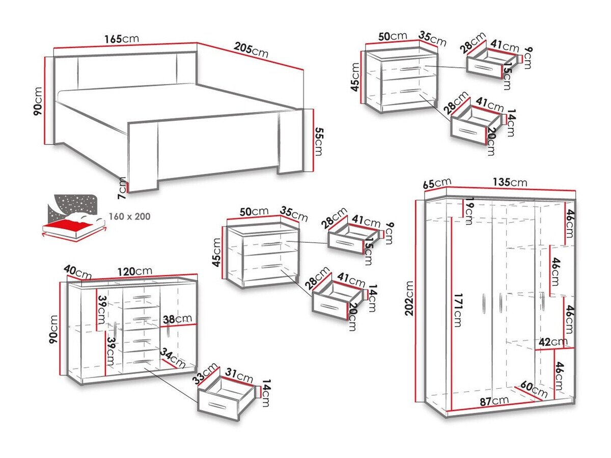 Soveværelsessæt Catromi 123 (Artisan eg + Soft Pik 017)