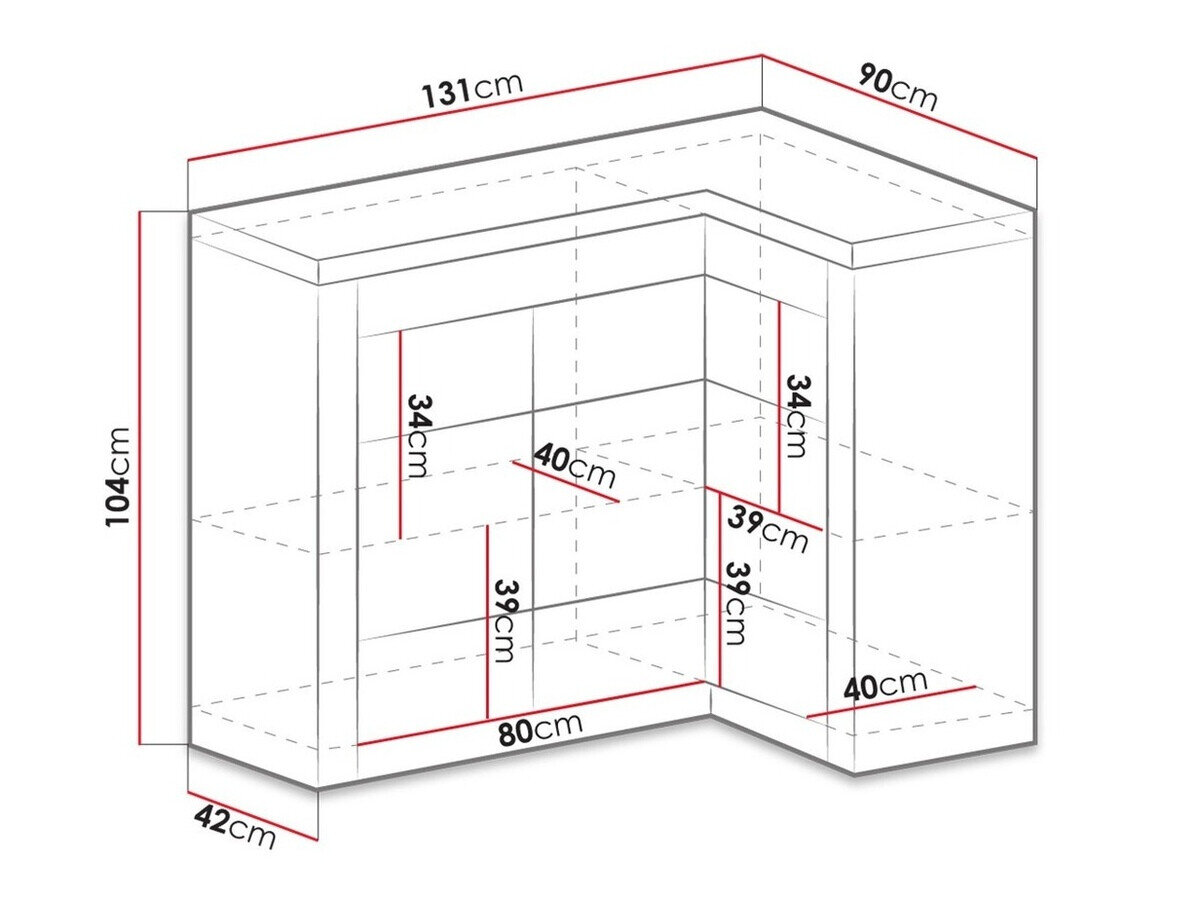 Hjørneskab Serfeno 112 (Mørk aske)
