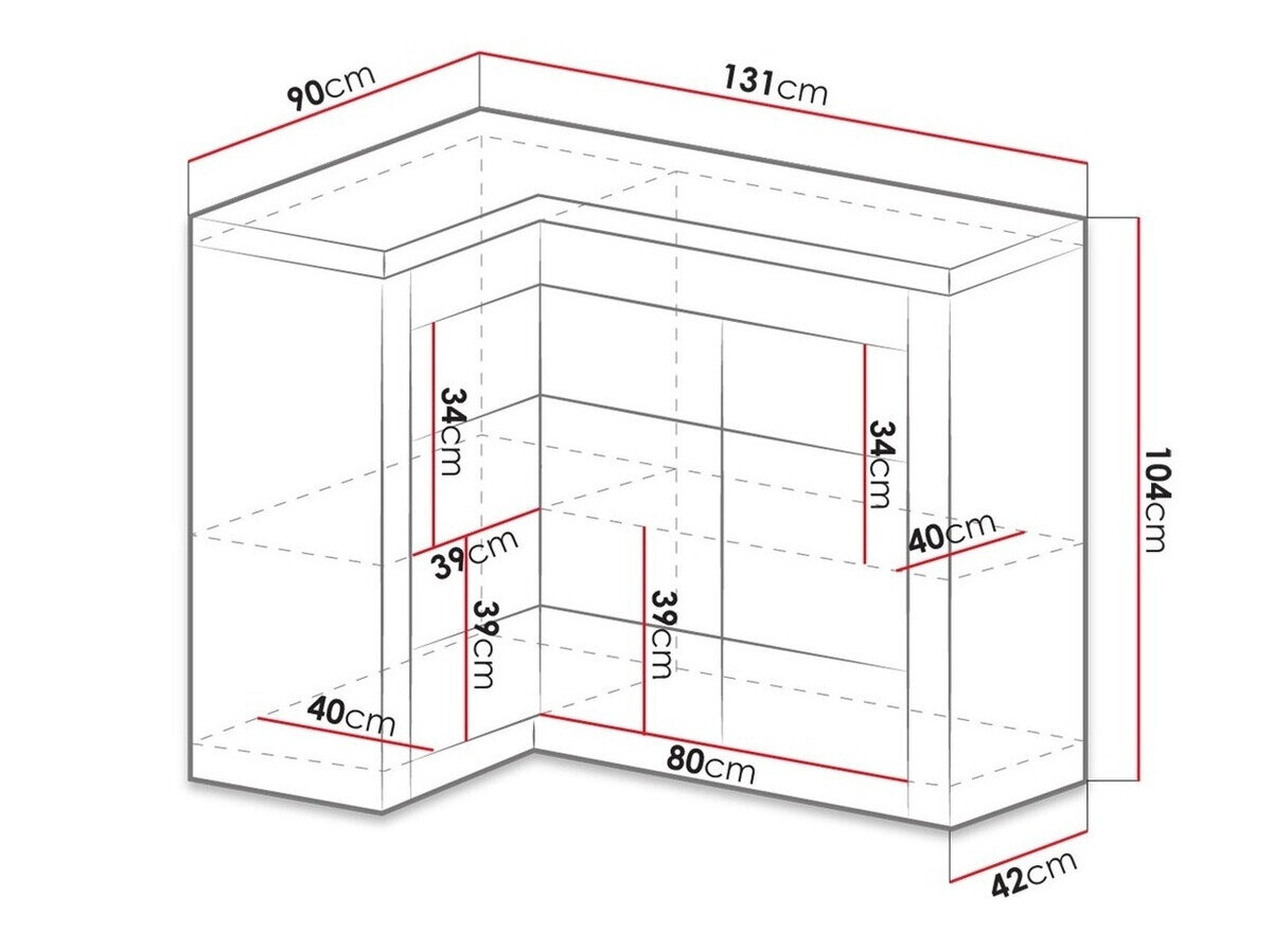 Hjørneskab Serfeno 113 (Mørk aske)