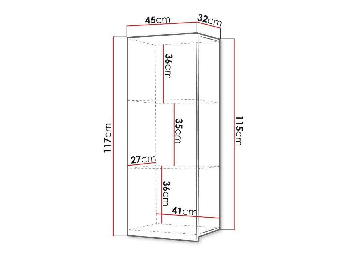Vægskab Tivdalu 126 (Hvid + Glansfuld hvid)