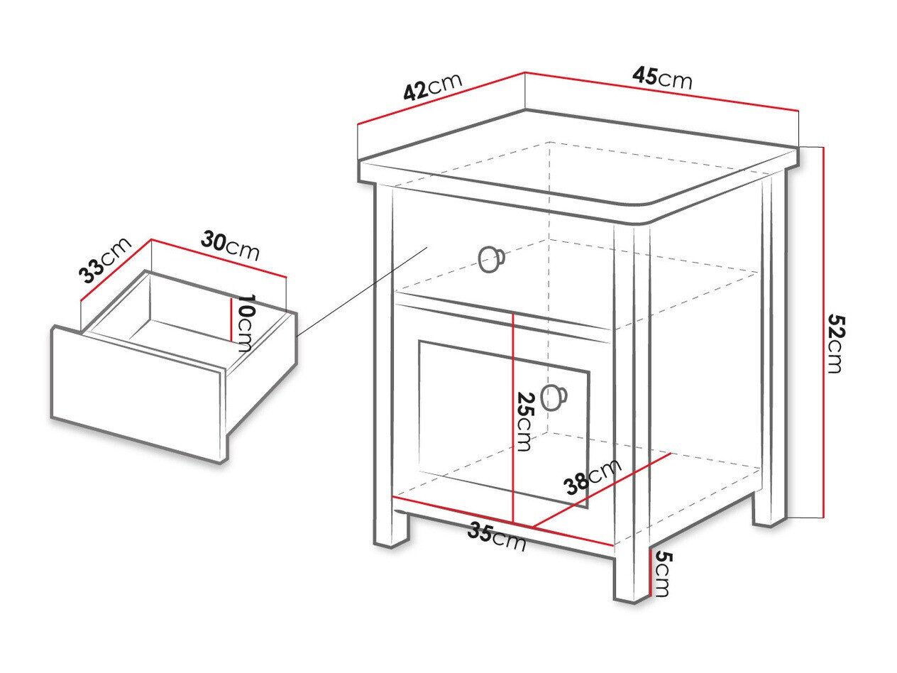 Sengebord Romelbo 138 (Hvid + Egetræ)