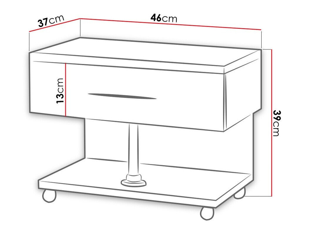 Sengebord Salmere 103 (Hvid + Glansfuld hvid)