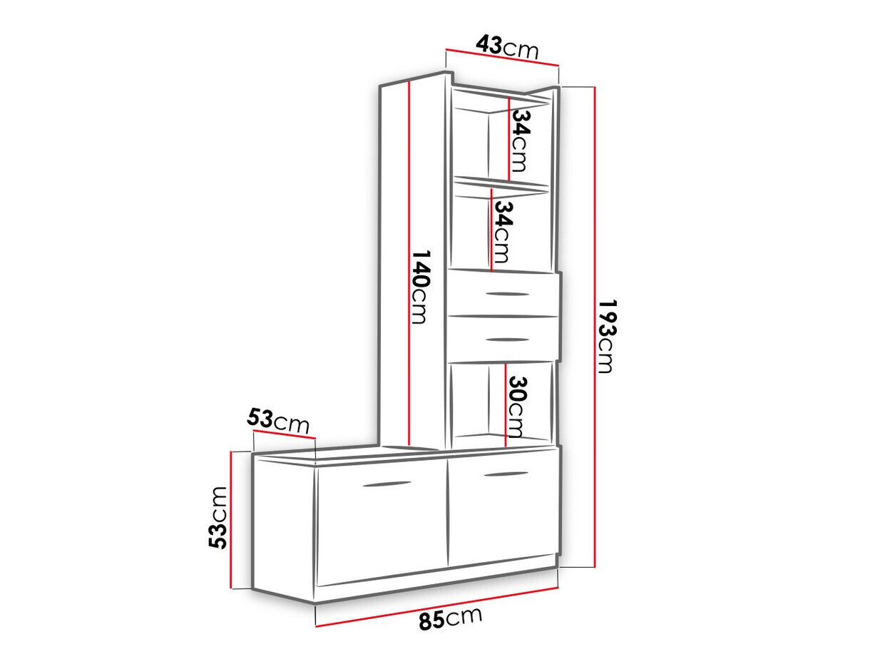 Reol Salmere 105 (Hvid + Glansfuld hvid)