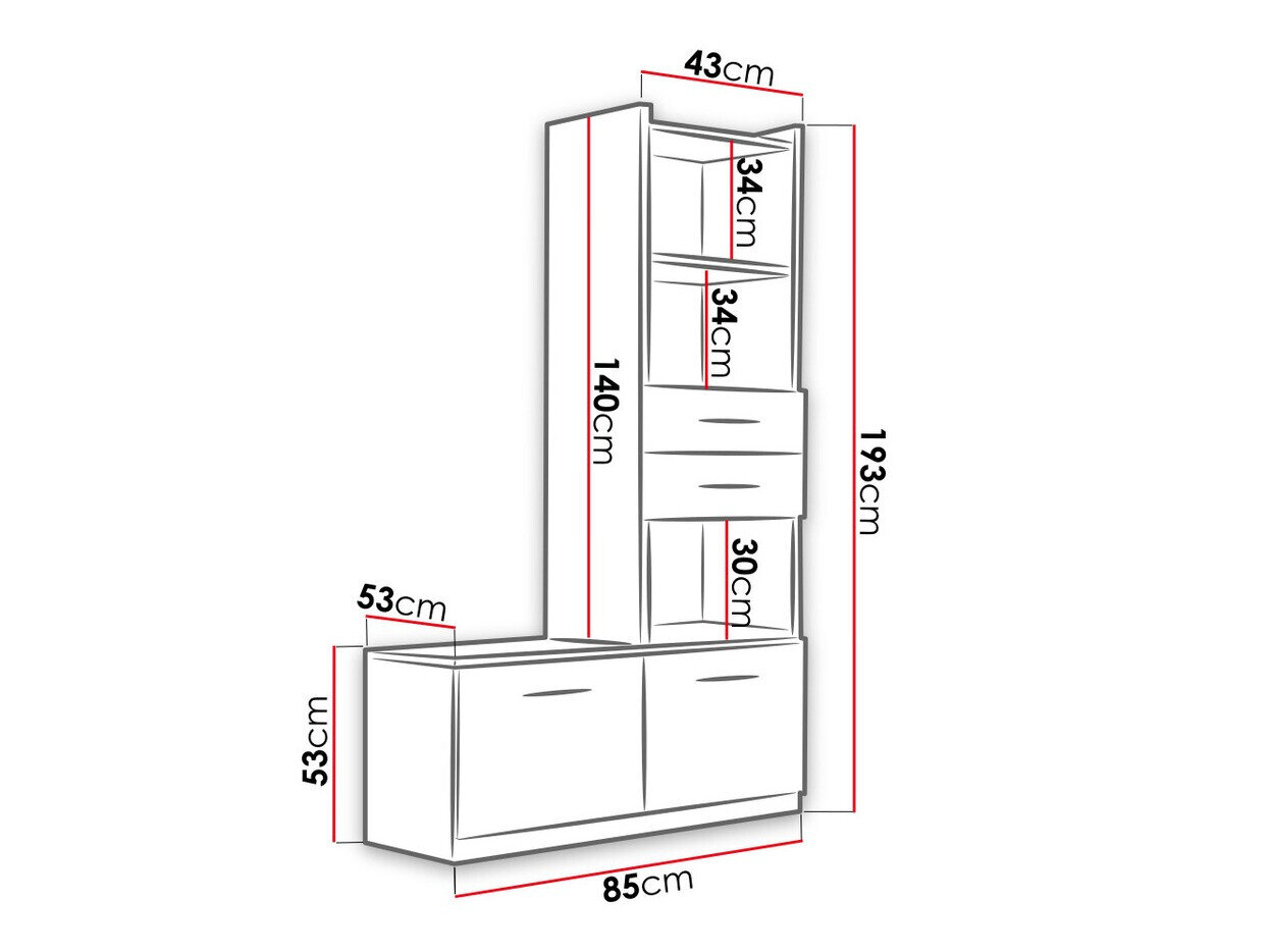 Reol Salmere 105 (Hvid + Glossy pink)