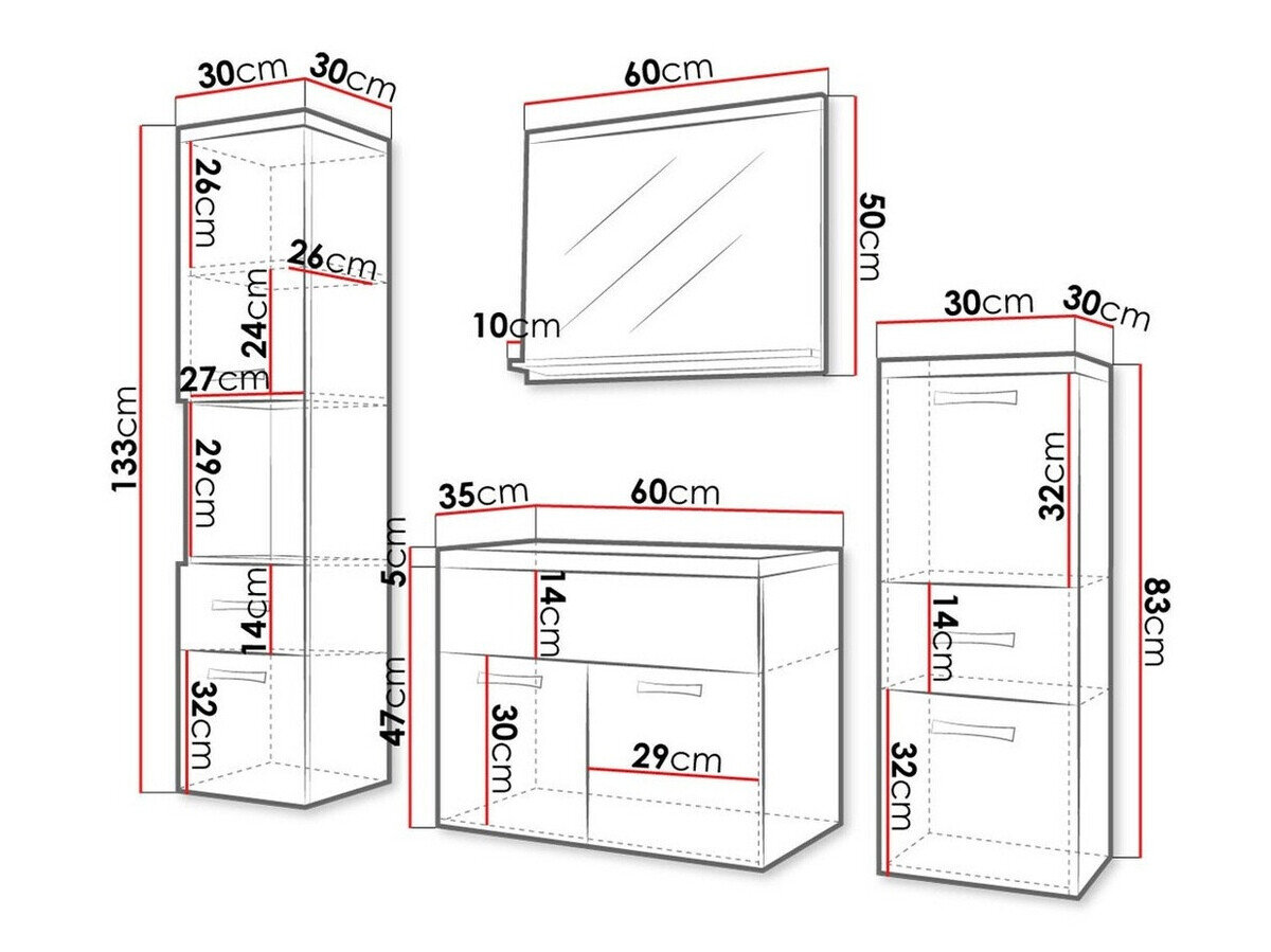 Badeværelsessæt Sarasota 109 (Bodega + Glansfuld hvid)