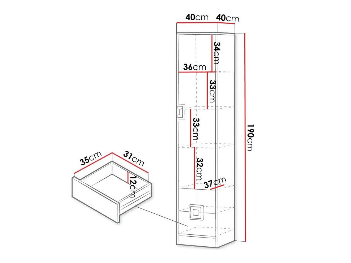 Reol Tolfere 104 (Lys eg + Hvid + Turkis)