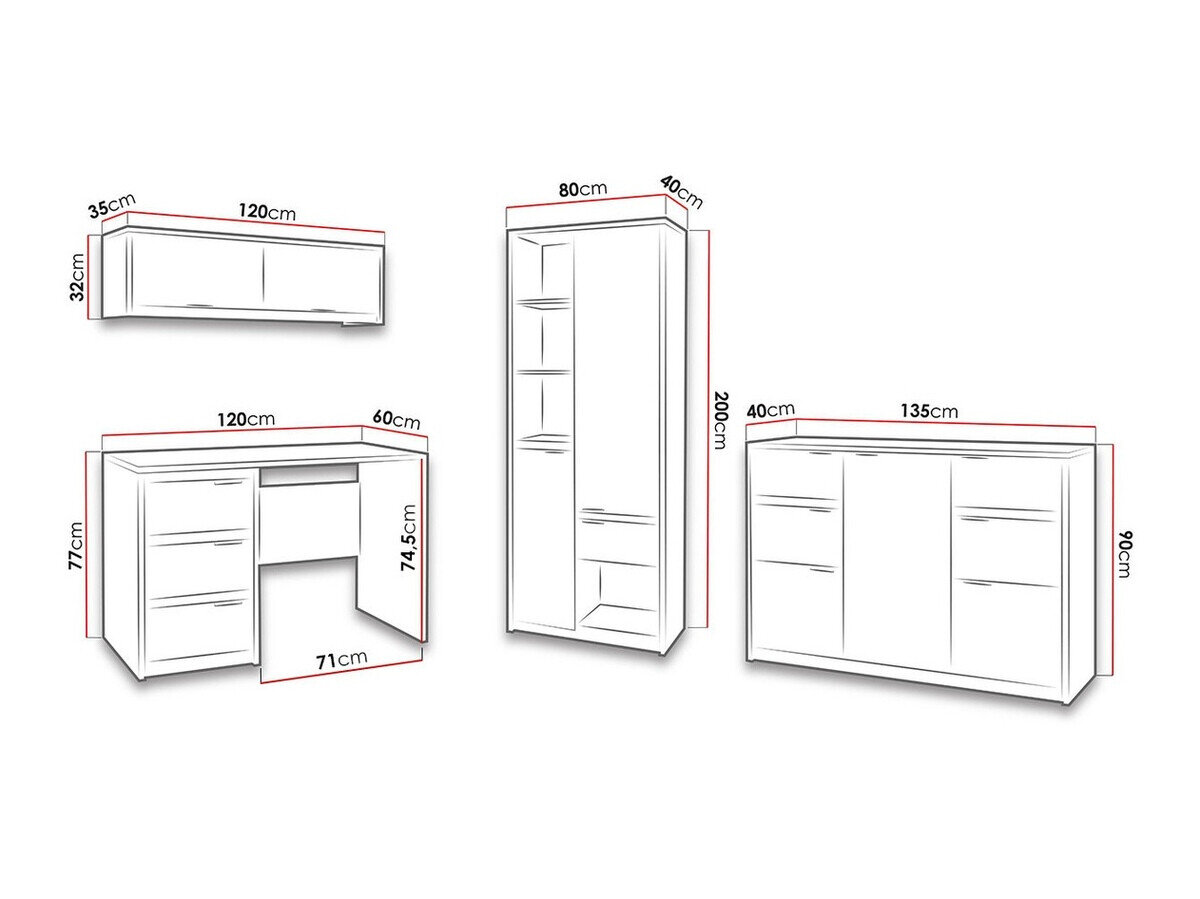 Hjemmekontorsæt Fivelbo 116 (Kloster eg + Blank sort)