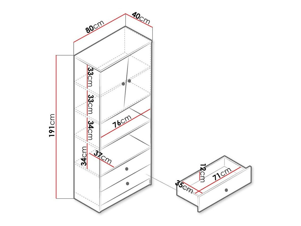 Reol Almira 103 (Artisan eg + Hvid)