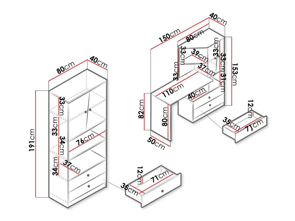 Møbelsæt Almira 115 (Artisan eg + Hvid + Grå)