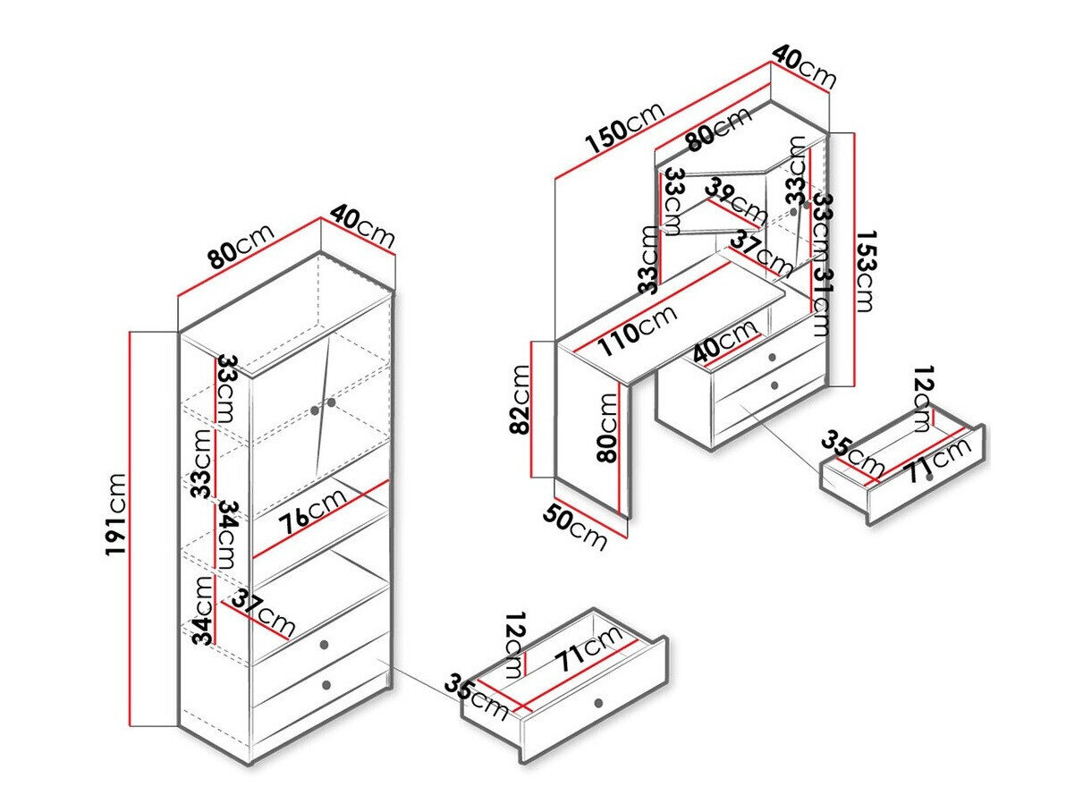 Møbelsæt Almira 115 (Artisan eg + Hvid)