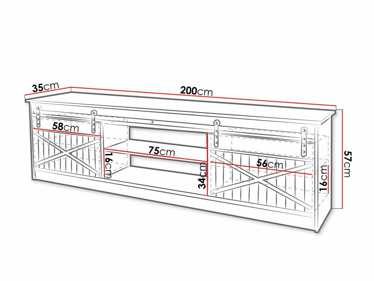 TV-bord Charlotte 156 (Hvid + Glansfuld hvid)