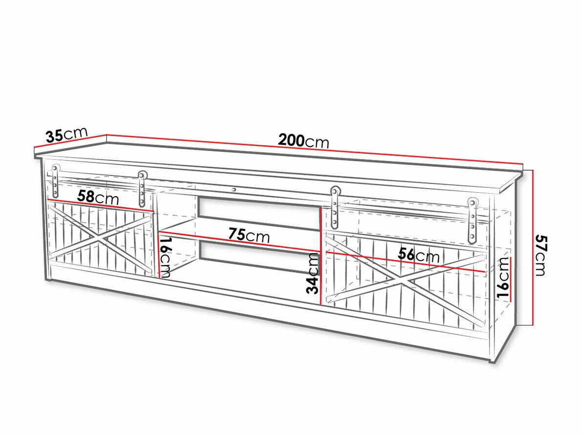 TV-bord Charlotte 156 (Sort + Blank sort)