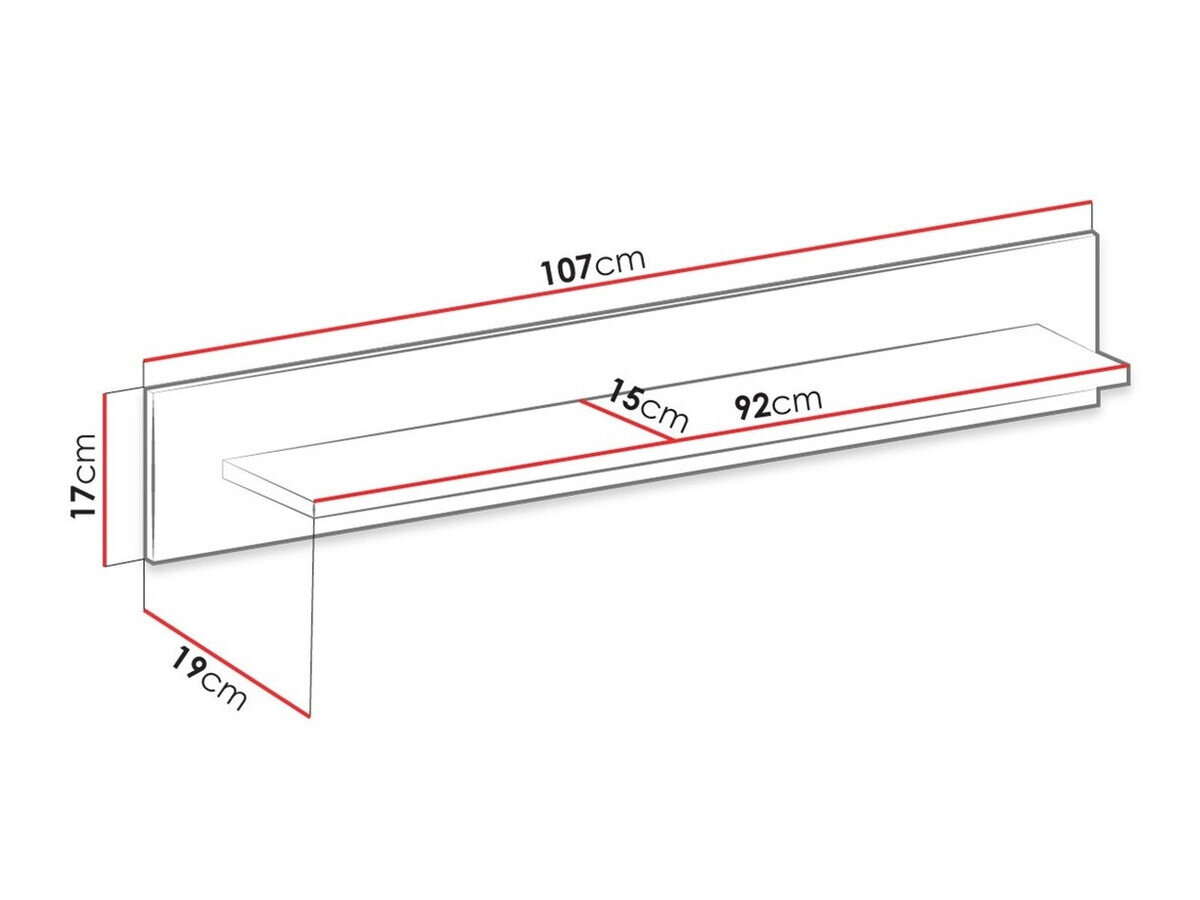 Vægreol Lima 135 (Hvid + Glansfuld hvid + Riviera egetræ)