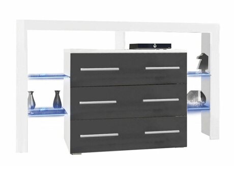 Kommode Nashville 108 (Hvid + Gloss grå)