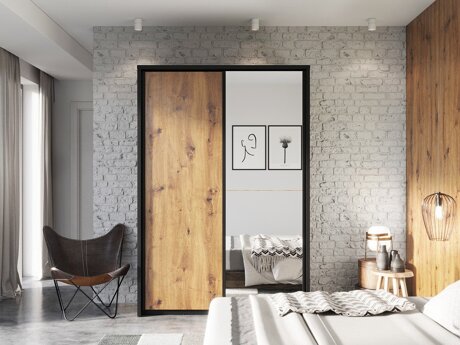 Garderobeskab Fresno 122 (Artisan eg + Sort)