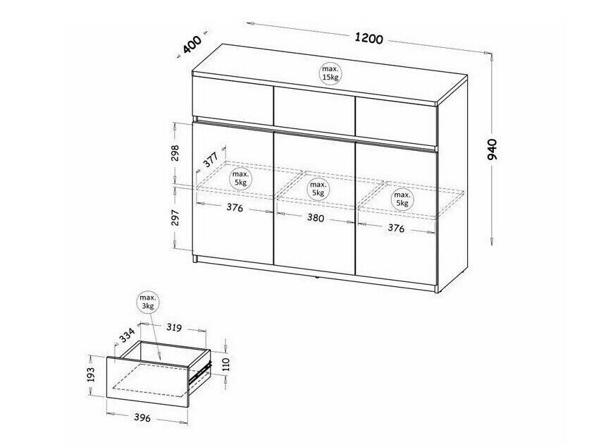 Kommode Evaropha 105 (Wotan eg + Hvid)