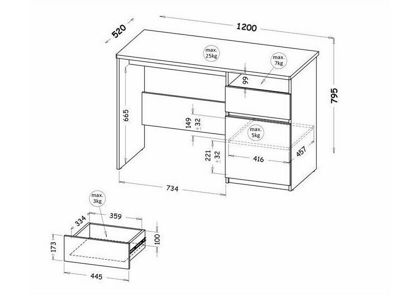 Skrivebord Evaropha 106 (Wotan eg + Hvid)