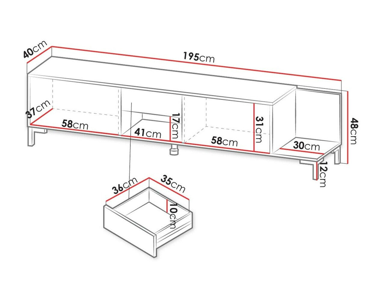 TV-bord Charlotte 157 (Sort + Sort marmor)