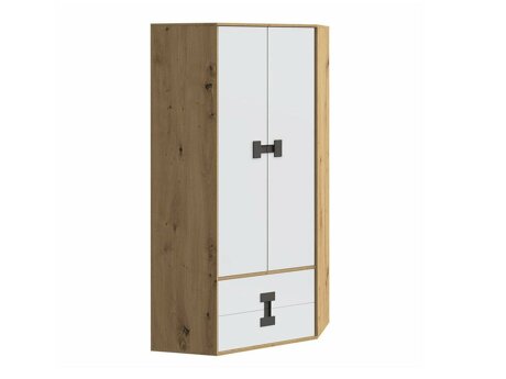 Hjørnegarderob Florevi 114 (Mat hvid + Artisan eg)