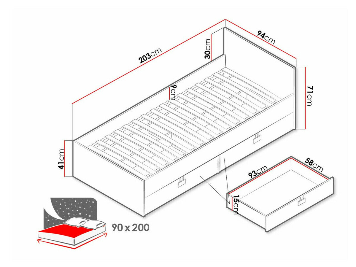 Seng Florevi 106 (Mat hvid + Artisan eg)