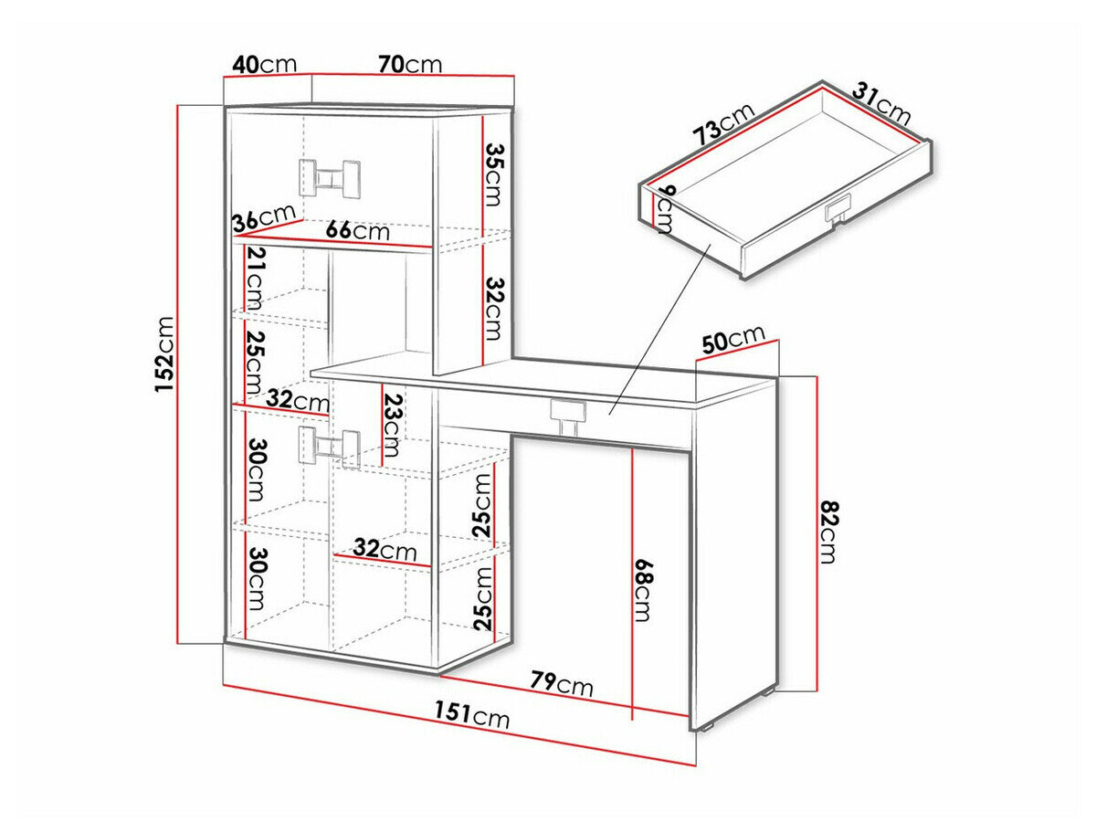 Skrivebord Florevi 101 (Mat hvid + Artisan eg)