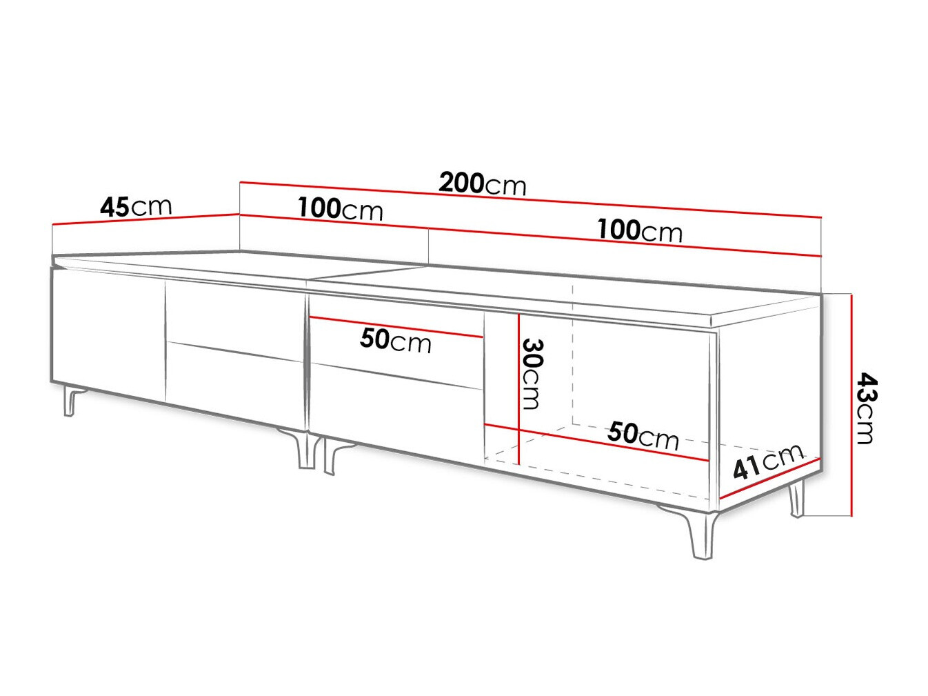 TV-bord Hortus I (Hvid + Blank sort)