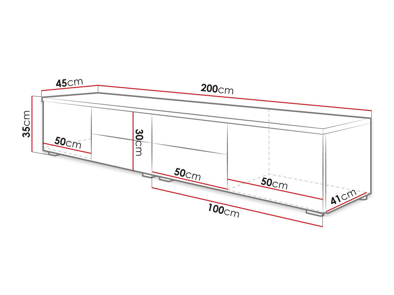 TV-bord Nashville 129 (Hvid + Glansfuld hvid)