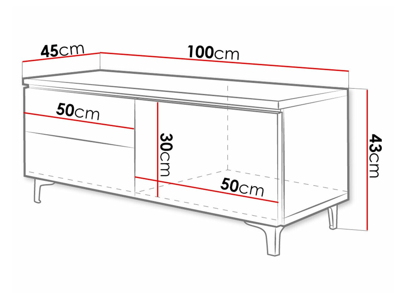 TV-bord Nashville 130 (Hvid + Blank sort)