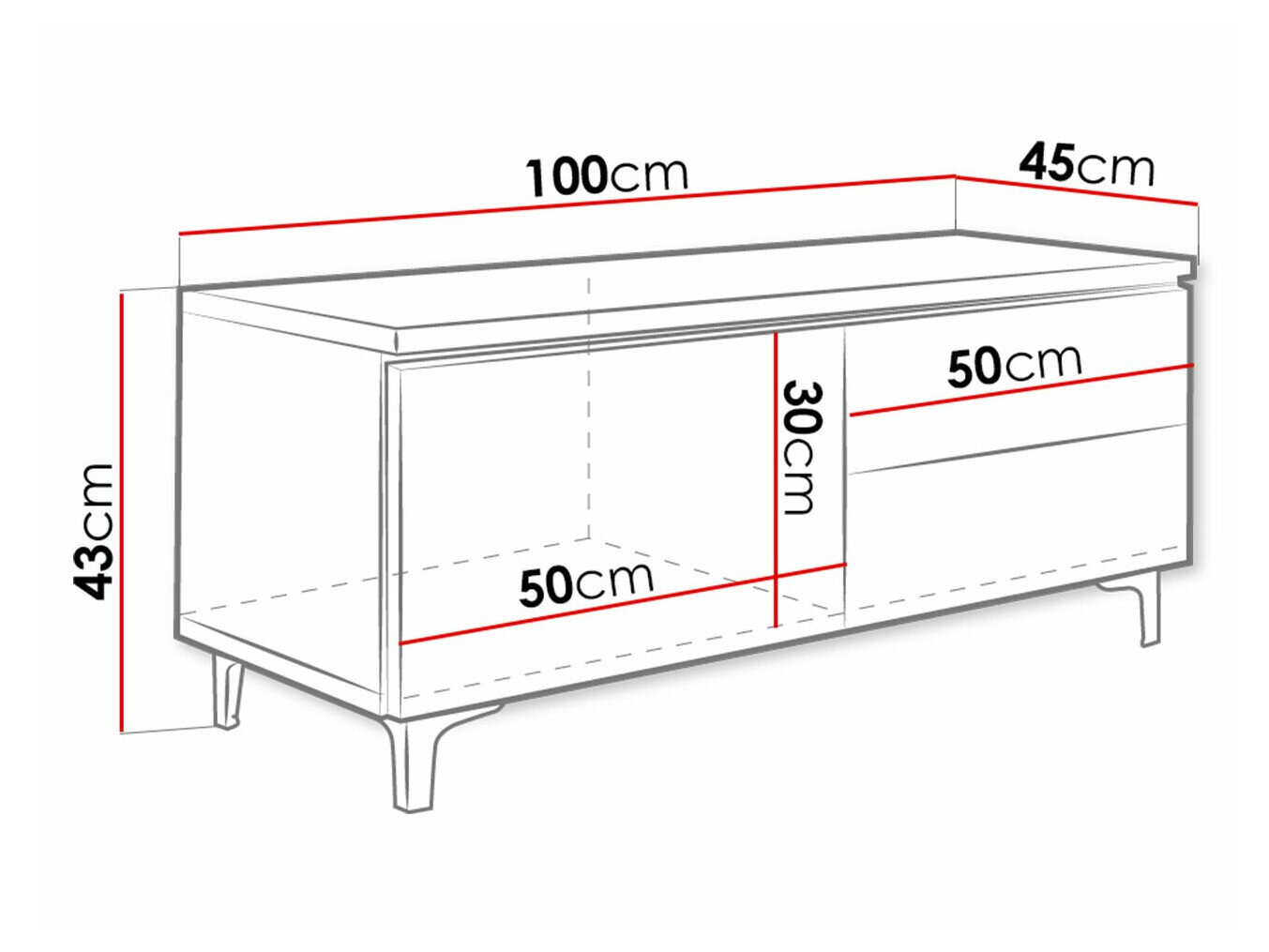 TV-bord Nashville 130 (Hvid + Glansfuld hvid)