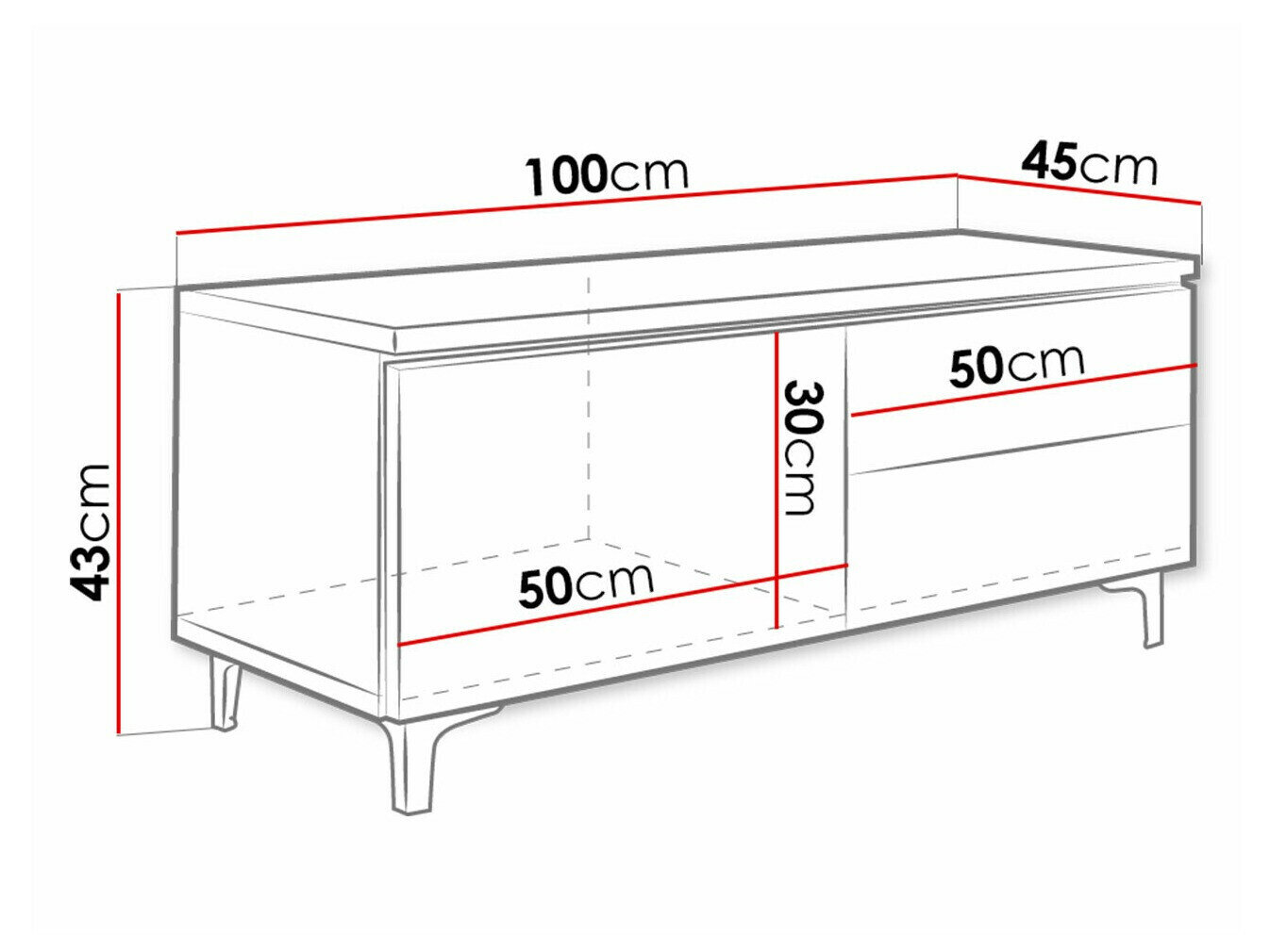TV-bord Nashville 130 (Hvid + Gloss grå)
